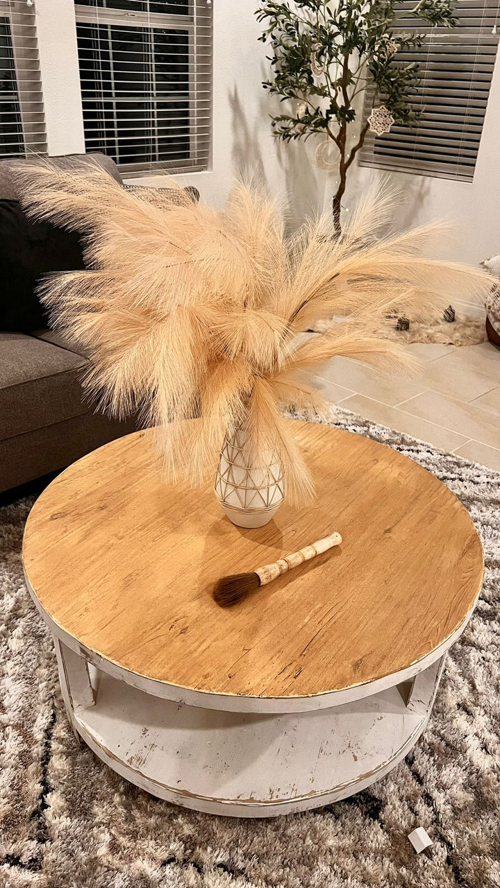 Two Tones Round Coffee Table with Shelf Antique / Multiple sizes