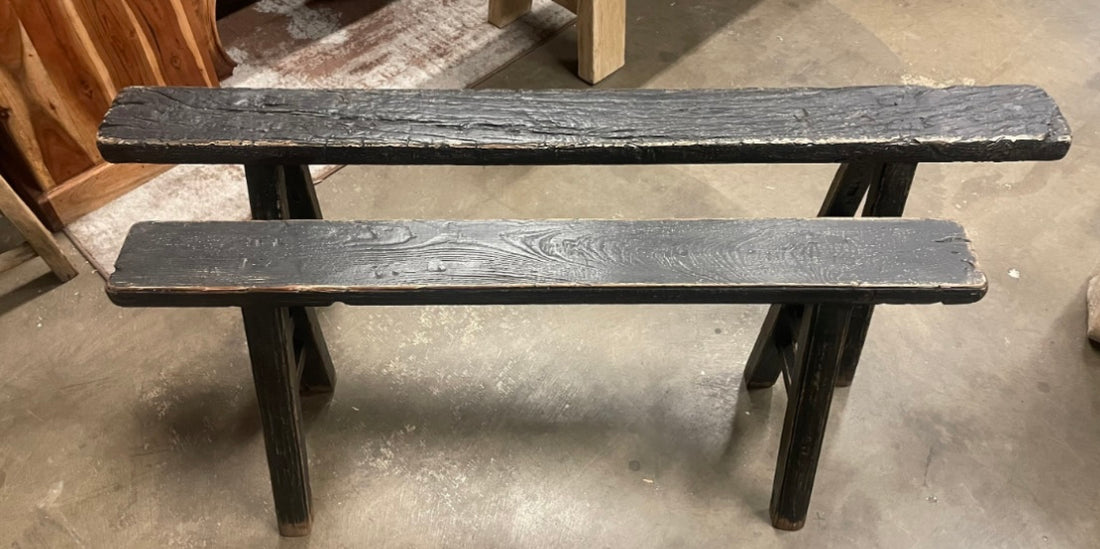 Black Antique Vintage Bench ( Handmade ) Size and Finish Vary