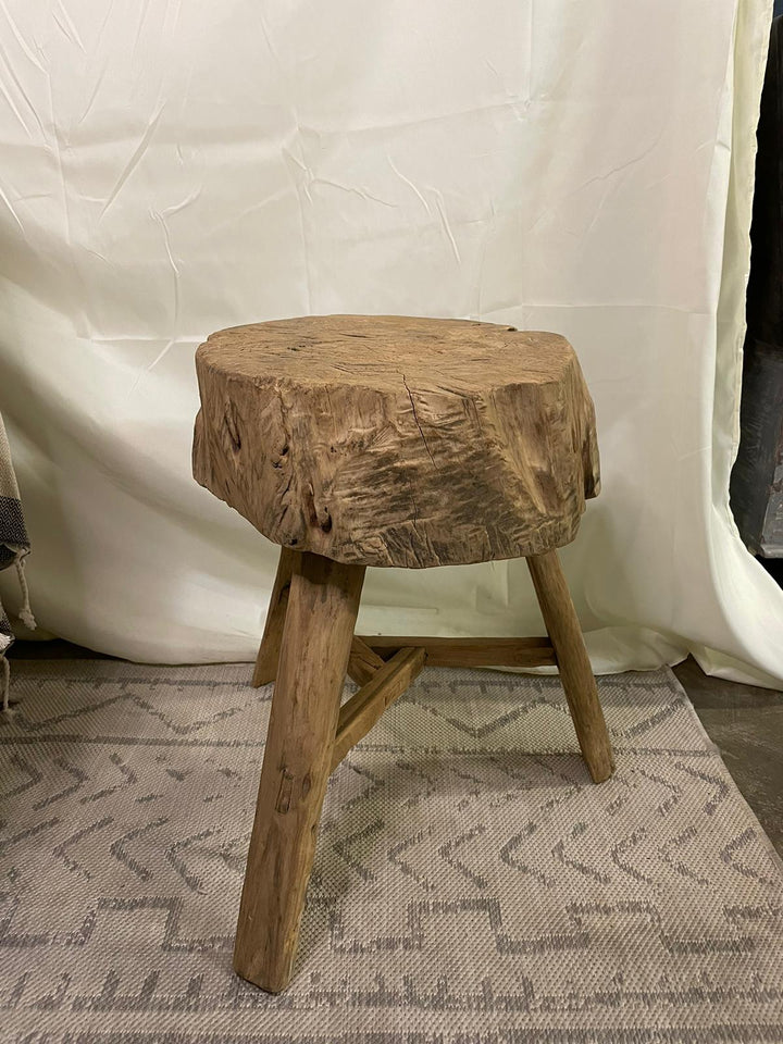 Antique Rustic Vintage Wooden Stool / side table / tree shape