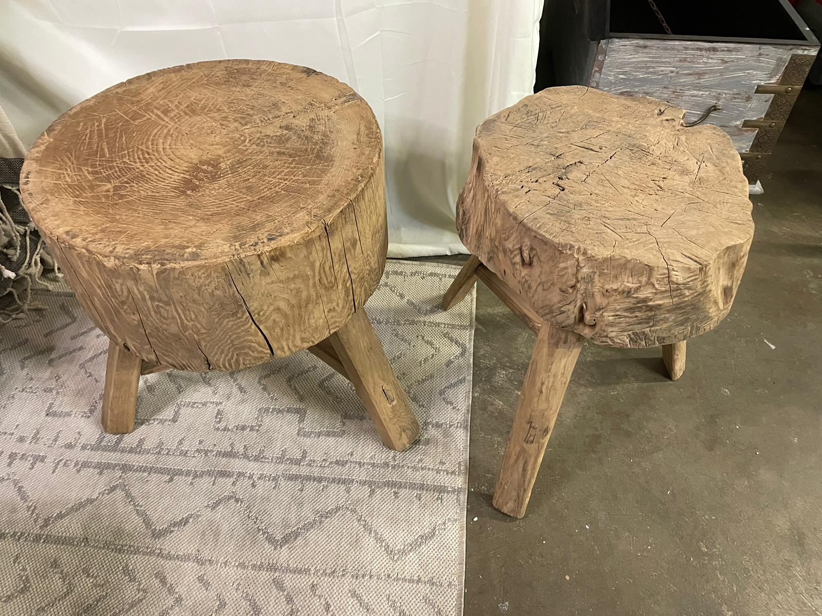 Antique Rustic Vintage Wooden Stool / side table / tree shape