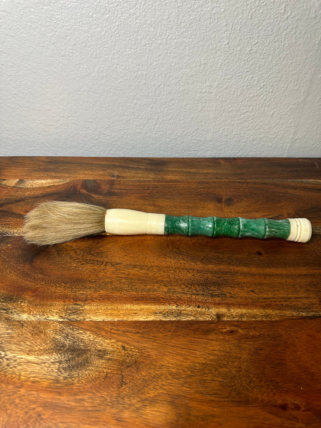 Approx. 13" Neutral Green Jade Bamboo-shaped Calligraphy Brush