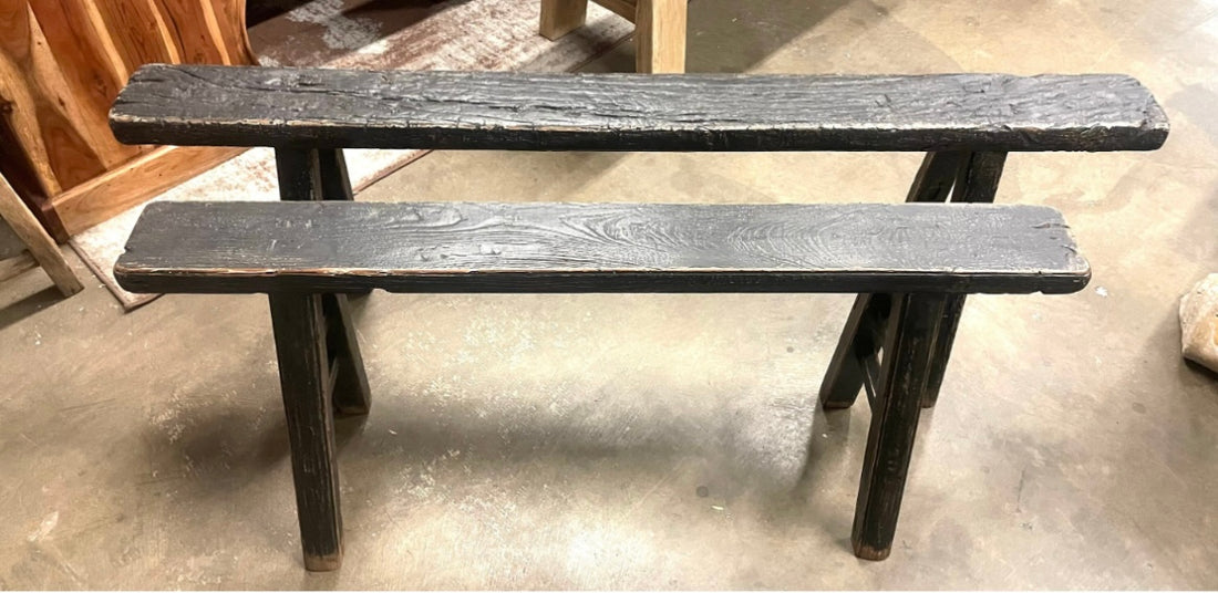 Black Antique Vintage Bench ( Handmade ) Size and Finish Vary