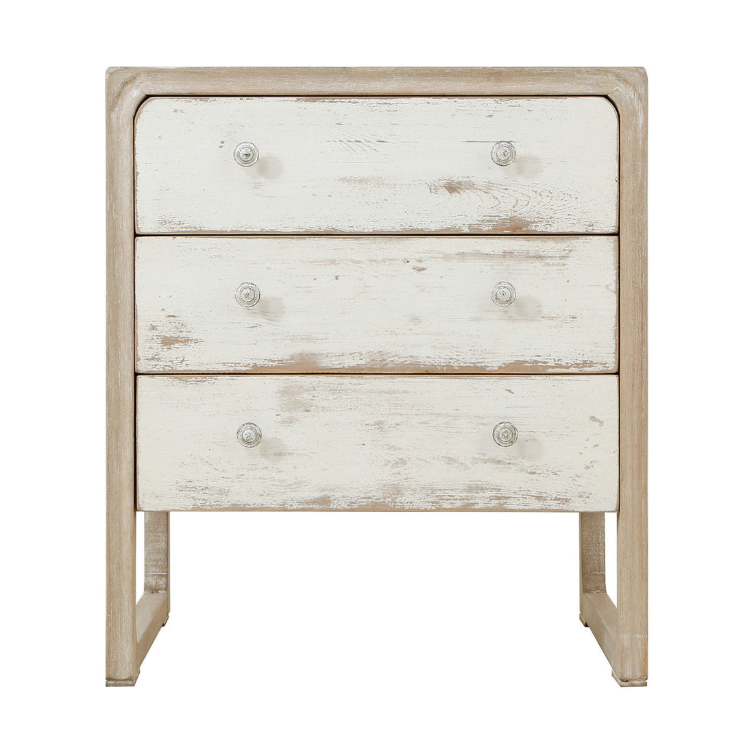 Ming Side table with 3 Drawers Antique Off White 28x18x28H