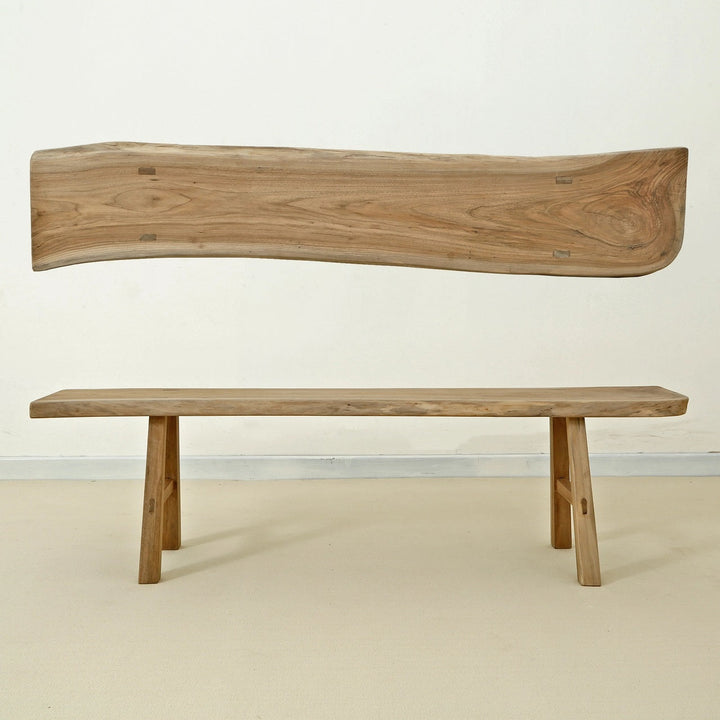 65" Long Live Edge Bench Walnut Wood Natural(size and color vary)