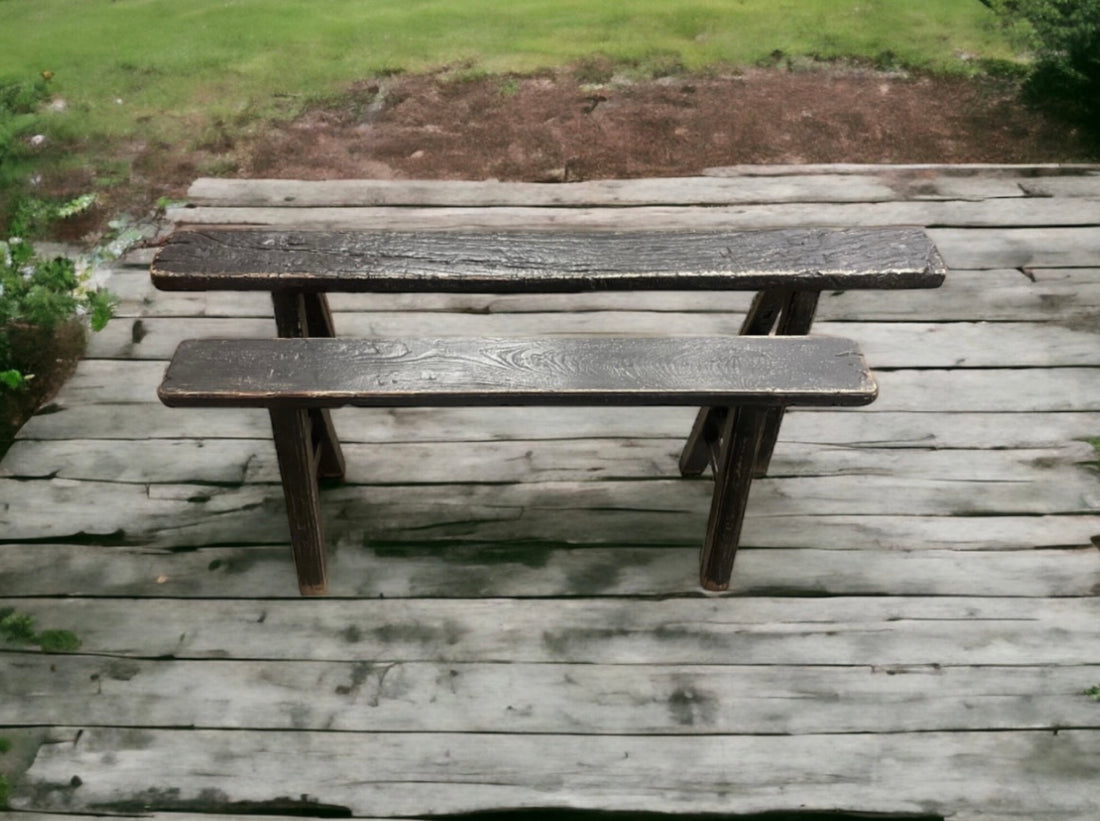 Black Antique Vintage Bench ( Handmade ) Size and Finish Vary