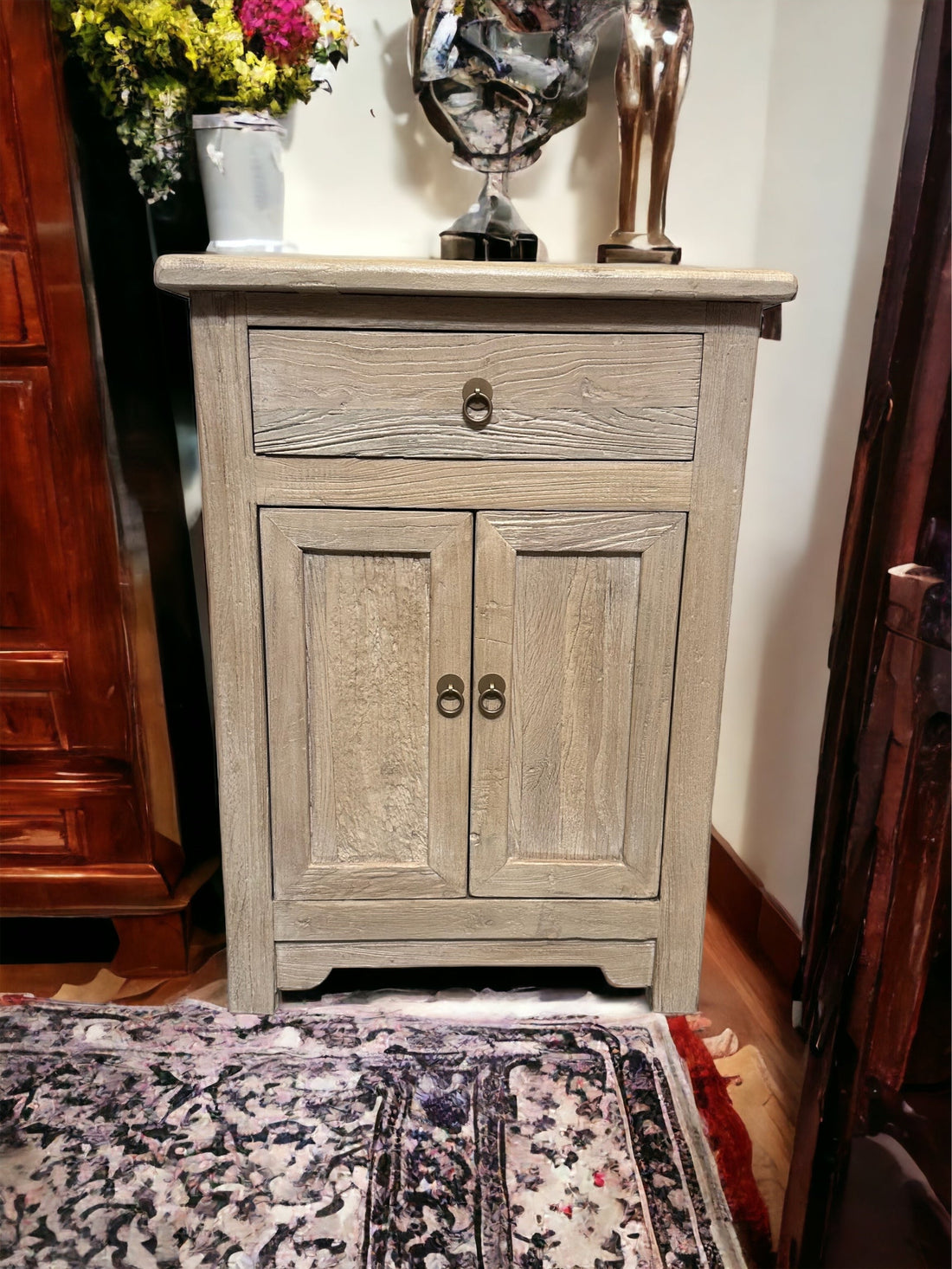 Handmade Natural Weathered One Drawer Cabinet ( Bedside cabinet ) 26x16x33