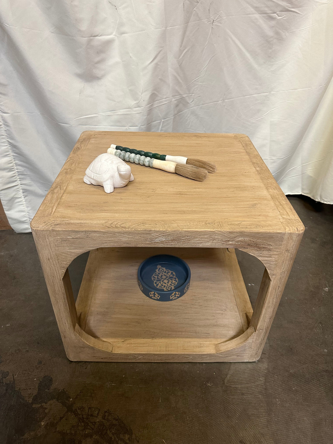 Ming arched side table Weathered white wash 24x24x20