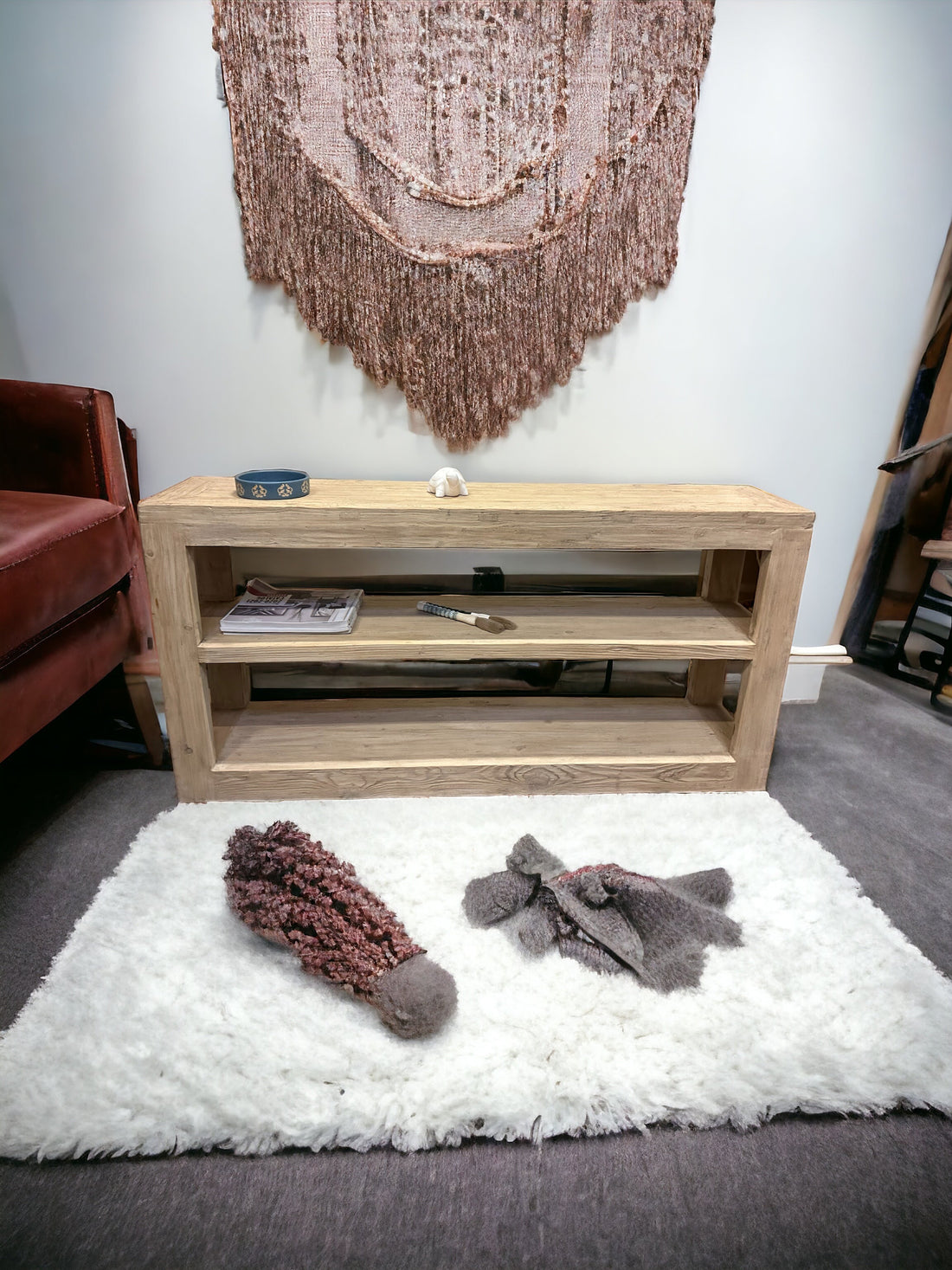 Peking Grand Framed console table Weathered Natural 70x16x36H