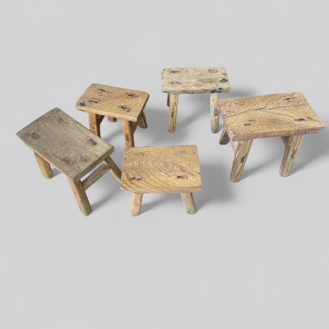 Antique Rustic Vintage Rectangular Mini Stool Wooden Stool - Unique Pieces - Handmade  (size and finish vary)