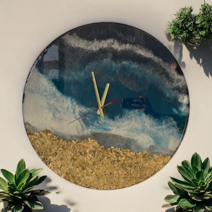 Blue Ocean Resin Epoxy Wall Clock 23.5 inches Diameter