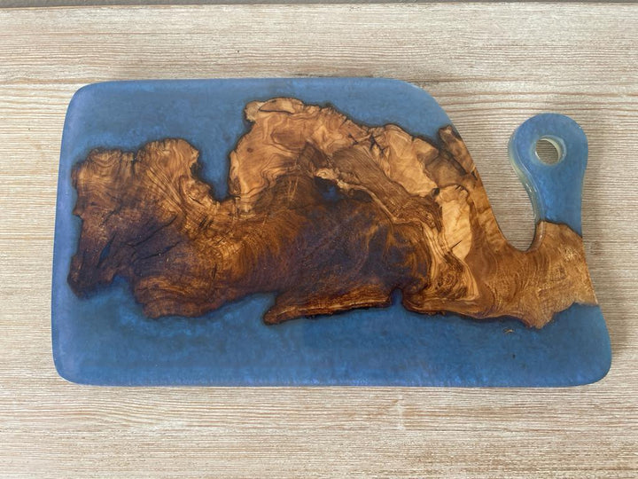 Island Resin Epoxy Wood Serving Board with Circle Handle Hand made