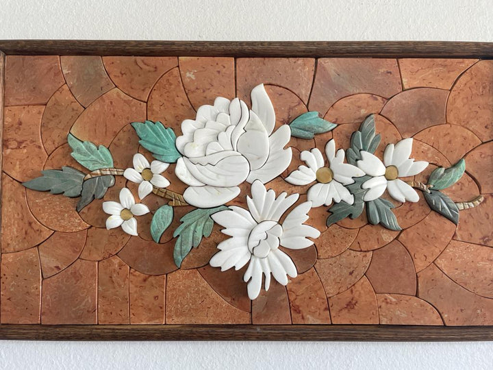 Flowers Marble Mosaic 3D Wall Art (Natural Stone) Hand made