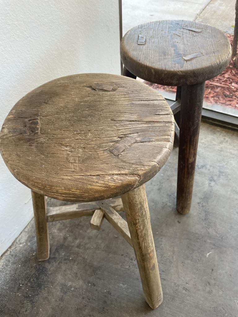 Antique Rustic Vintage Round Stool Caesar s Living Caesars Living