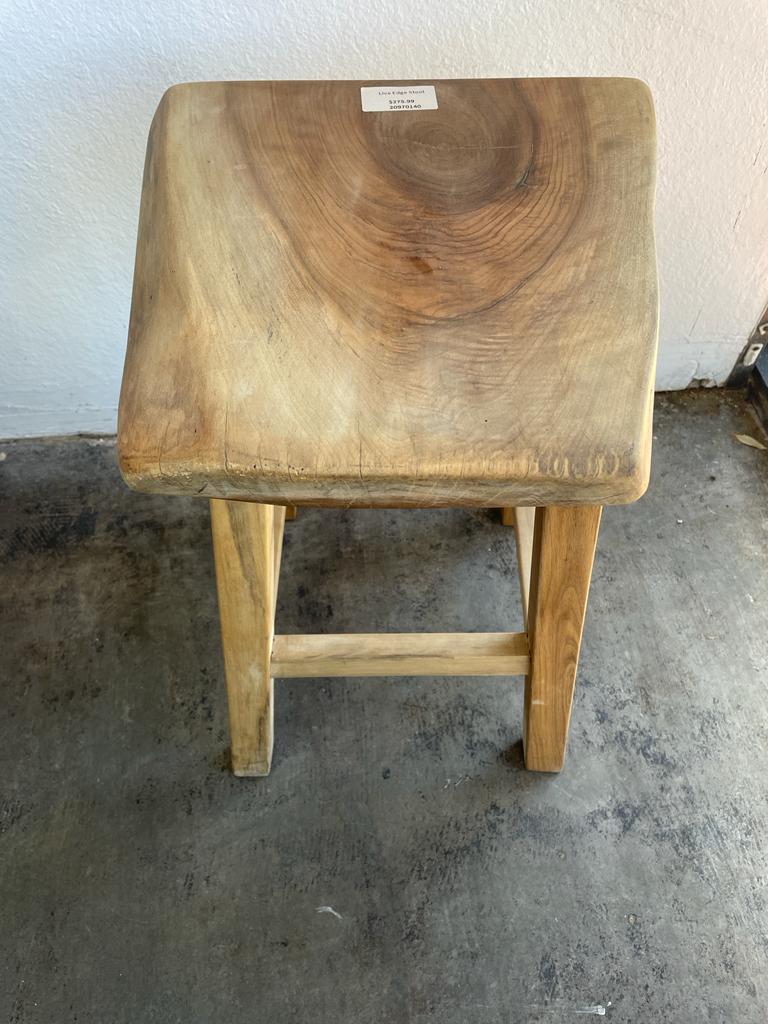 Live Edge Stool Walnut Wood Natural