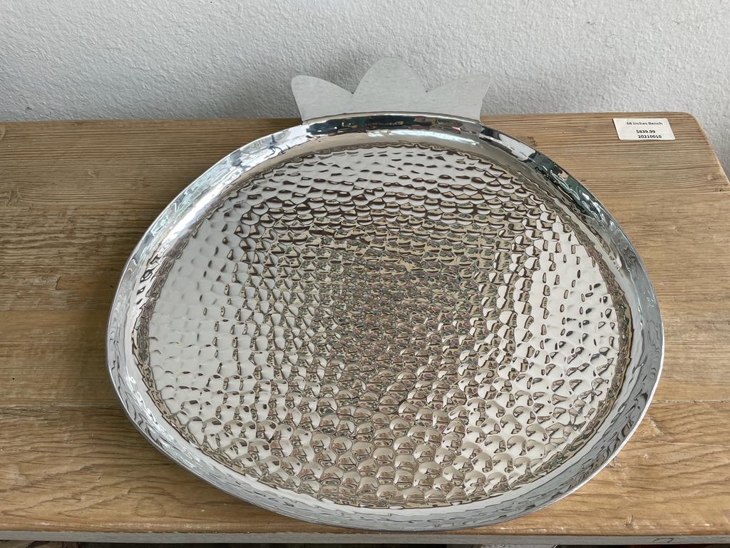 Hammered Aluminum Decorative Tray Strawberry Design Handmade (Multiple Sizes)