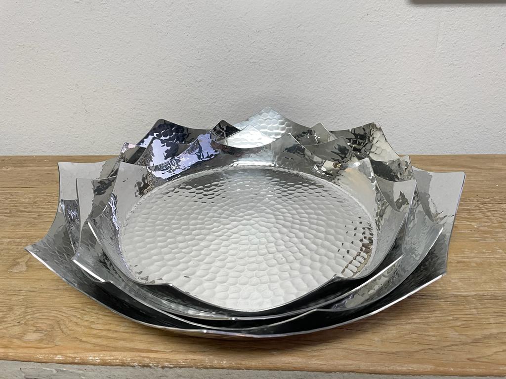 Hammered Aluminum Tray Crown Shape Handmade (Multiple Sizes & Base Shapes)