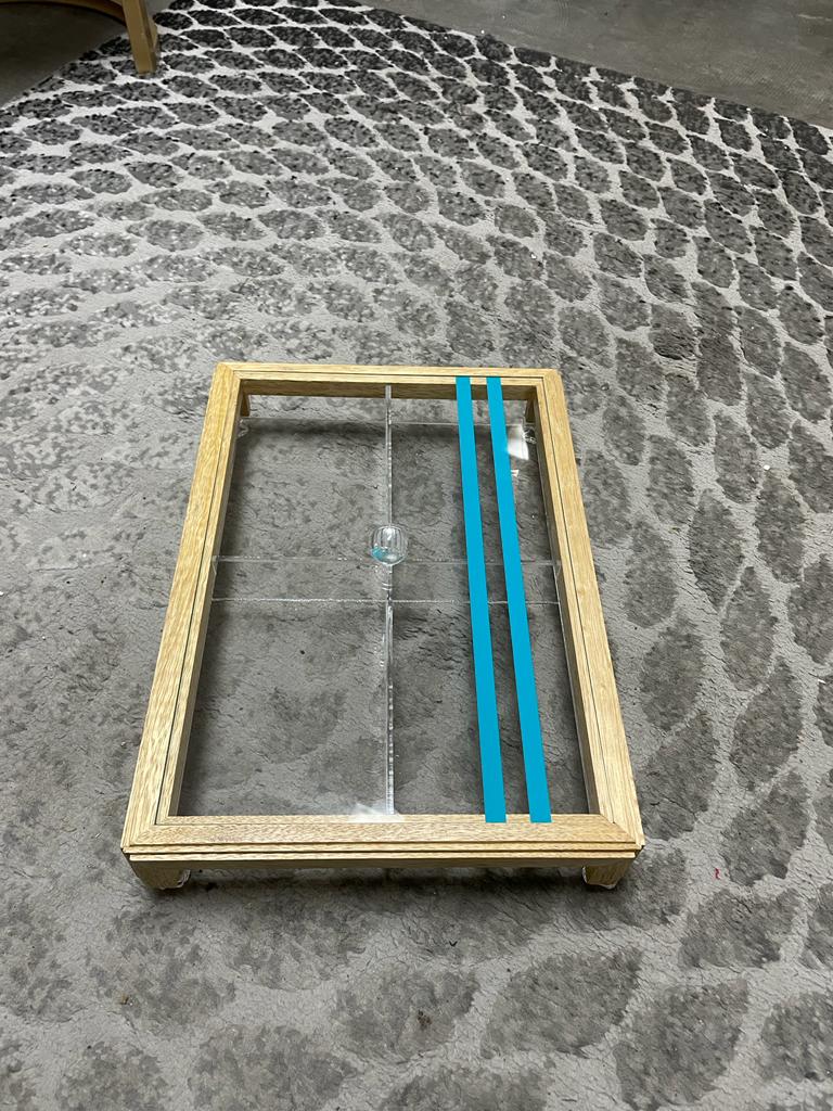 Rectangular Acrylic Service Tray with Wood Frame Decorative Tray Handmade 4 Containers with Cover (Multiple Cover Designs)