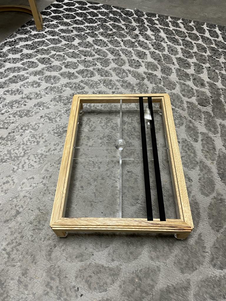 Rectangular Acrylic Service Tray with Wood Frame Decorative Tray Handmade 4 Containers with Cover (Multiple Cover Designs)