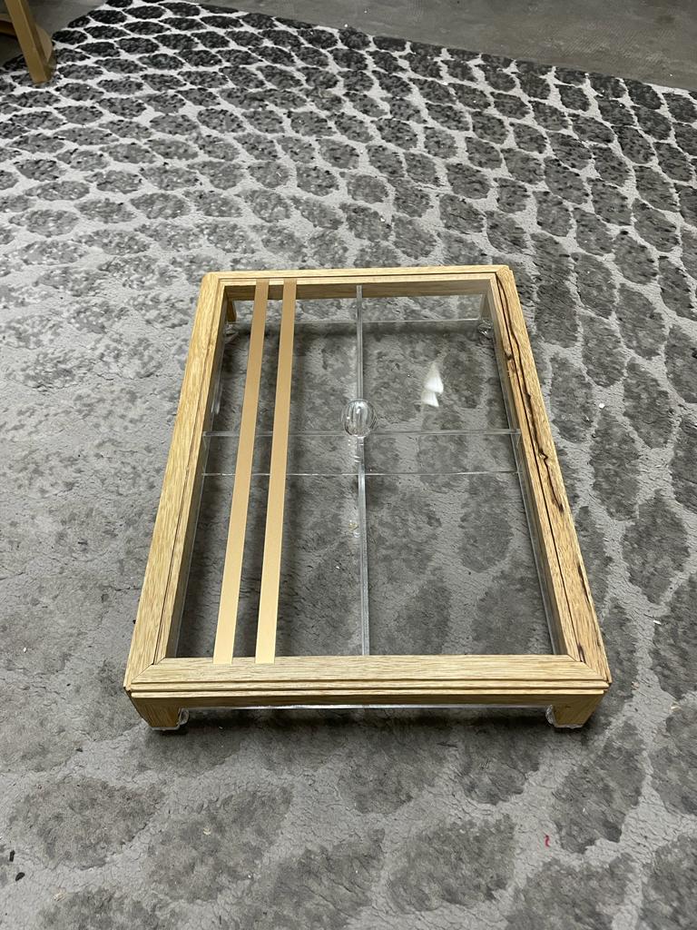 Rectangular Acrylic Service Tray with Wood Frame Decorative Tray Handmade 4 Containers with Cover (Multiple Cover Designs)