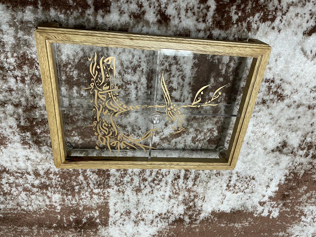 Rectangular Acrylic Service Tray with Wood Frame Decorative Tray Handmade 4 Containers with Cover (Multiple Cover Designs)