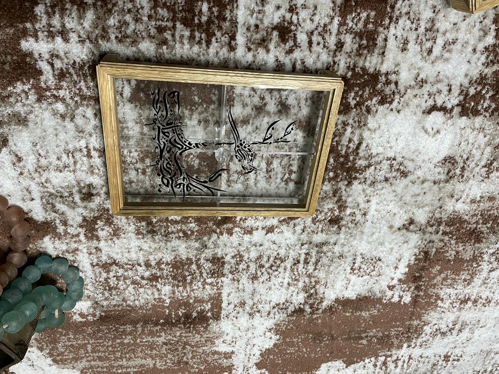 Rectangular Acrylic Service Tray with Wood Frame Decorative Tray Handmade 4 Containers with Cover (Multiple Cover Designs)