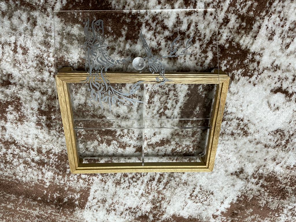 Rectangular Acrylic Service Tray with Wood Frame Decorative Tray Handmade 4 Containers with Cover (Multiple Cover Designs)