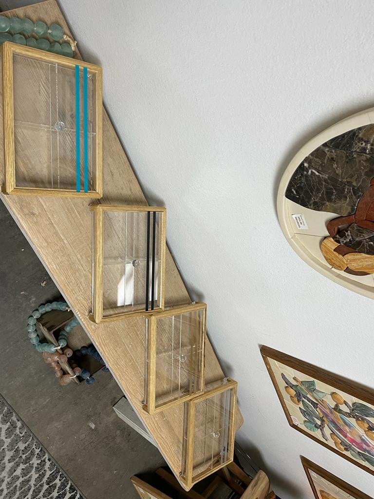 Rectangular Acrylic Service Tray with Wood Frame Decorative Tray Handmade 4 Containers with Cover (Multiple Cover Designs)