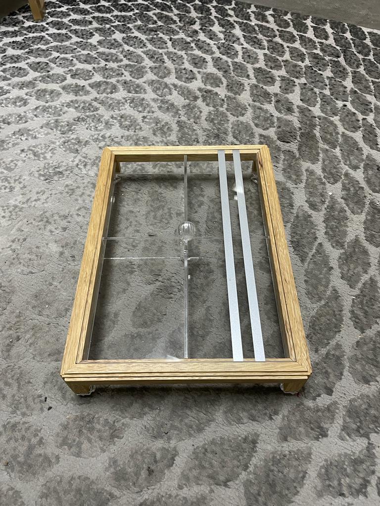 Rectangular Acrylic Service Tray with Wood Frame Decorative Tray Handmade 4 Containers with Cover (Multiple Cover Designs)