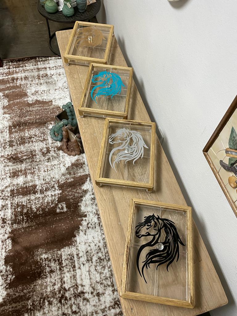 Rectangular Acrylic Service Tray with Wood Frame Decorative Tray Handmade 4 Containers with Cover (Multiple Cover Designs)