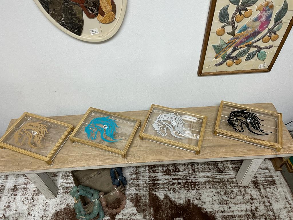 Rectangular Acrylic Service Tray with Wood Frame Decorative Tray Handmade 4 Containers with Cover (Multiple Cover Designs)