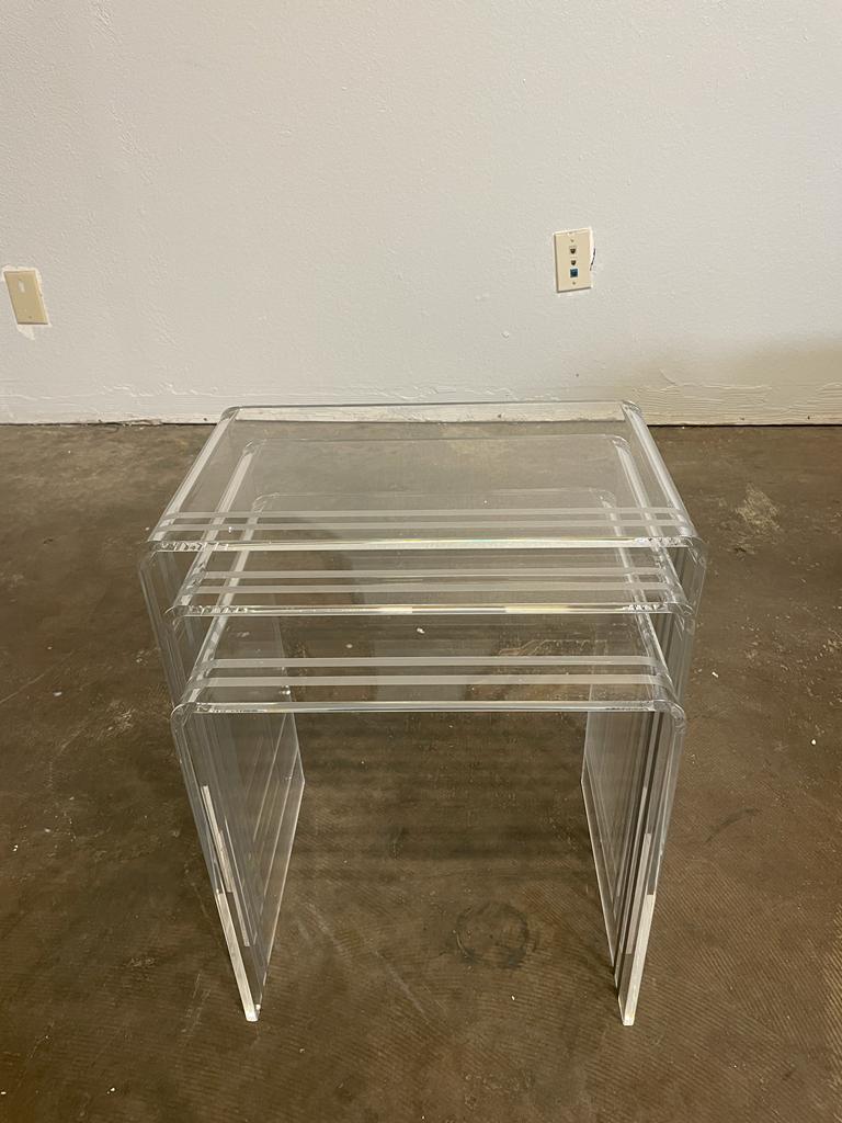 Set of 3 Coffee Table / Side Table / End Table U Shape Acrylic / Handmade Large