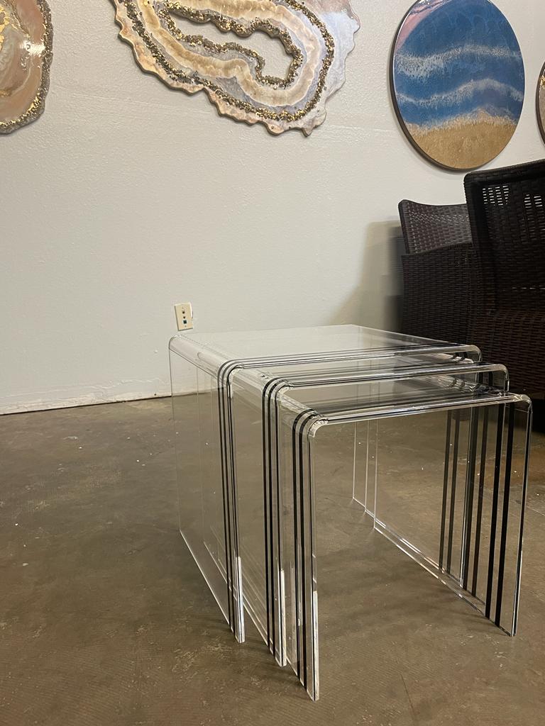 Set of 3 Coffee Table / Side Table / End Table U Shape Acrylic / Handmade Large