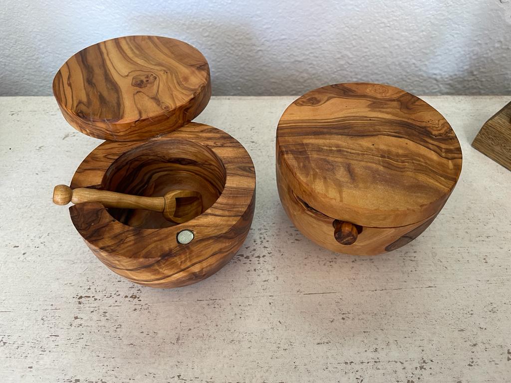 olive wood salt keeper