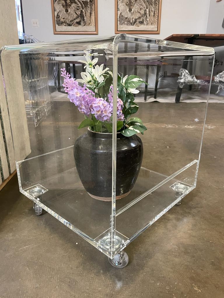 Clear Transparent Coffee Table / Clear Side Table / Clear End Table / Clear Accent Table / Coffee Table on Wheels / Indoor Planter /Handmade