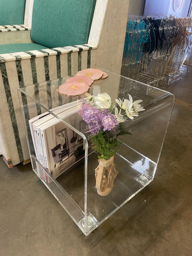 Clear Transparent Coffee Table / Clear Side Table / Clear End Table / Clear Accent Table / Coffee Table on Wheels / Indoor Planter /Handmade