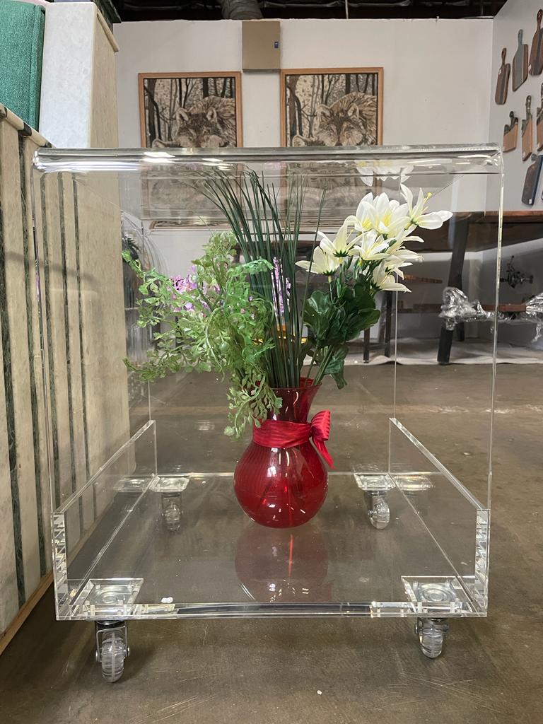 Clear Transparent Coffee Table / Clear Side Table / Clear End Table / Clear Accent Table / Coffee Table on Wheels / Indoor Planter /Handmade