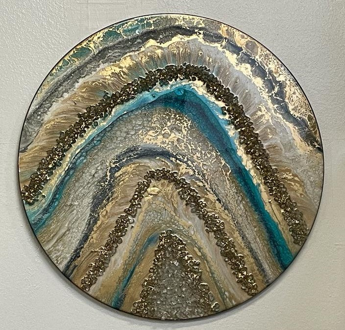 Epoxy Resin Geod Round Wall Art/ Wall Decor/ Handmade 29 inches