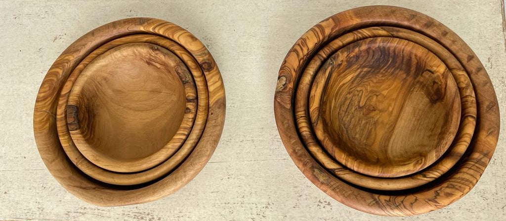 Olive Wood Nesting Bowls Set of 3 Handmade Hand Crafted