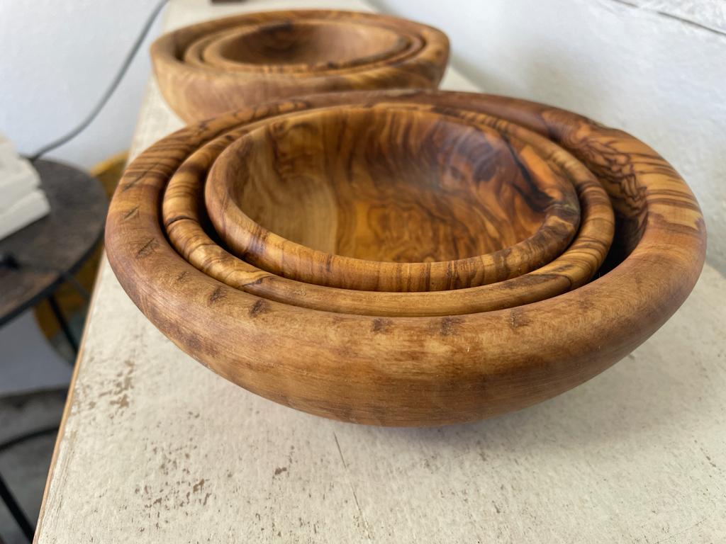 Olive Wood Nesting Bowls Set of 3 Handmade Hand Crafted