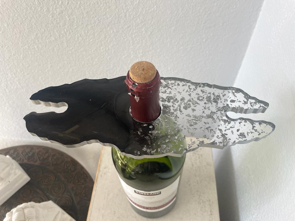 Resin Epoxy with Flakes Wine Bottle and Glass Holders