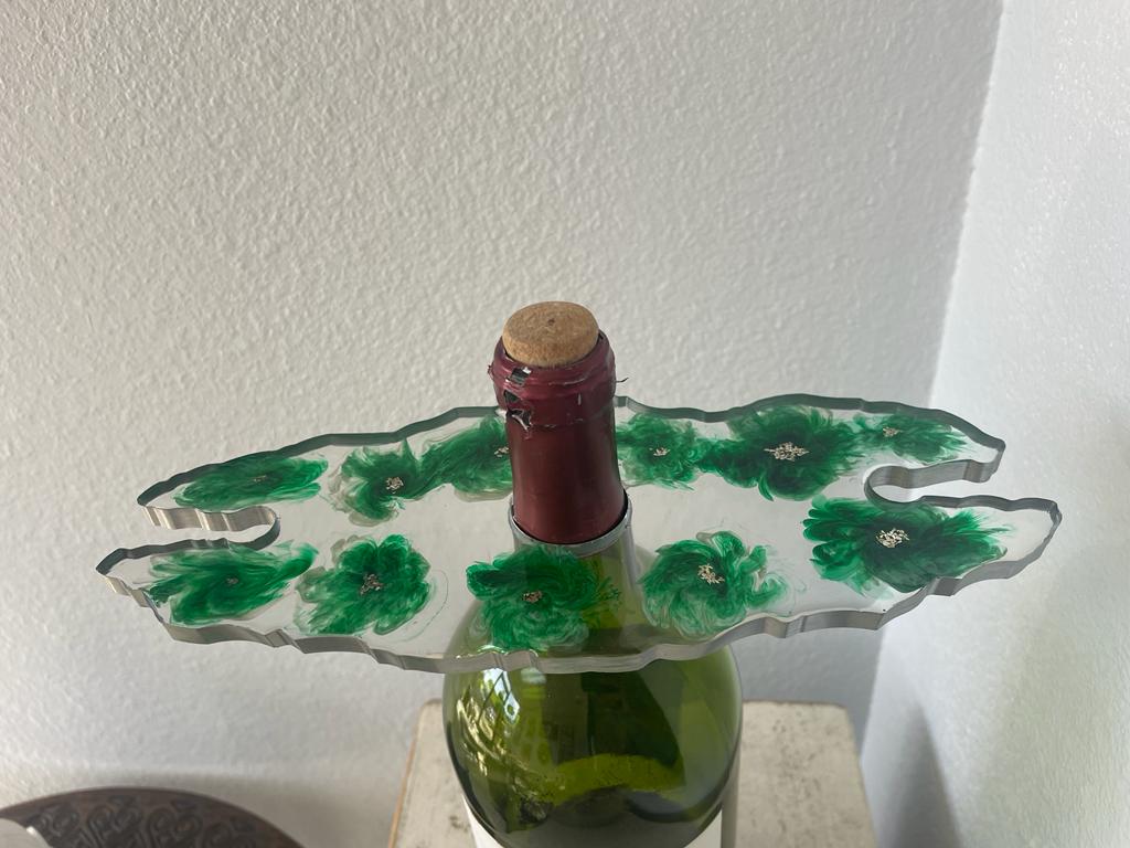 Resin Epoxy with Flakes Wine Bottle and Glass Holders