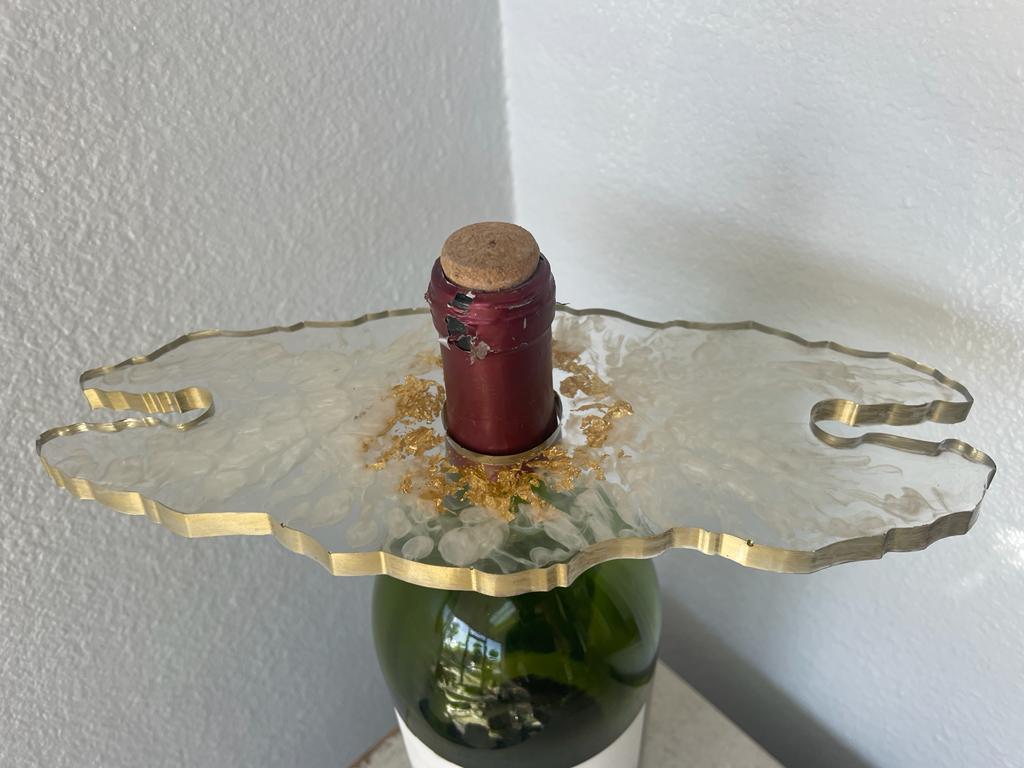 Resin Epoxy with Flakes Wine Bottle and Glass Holders