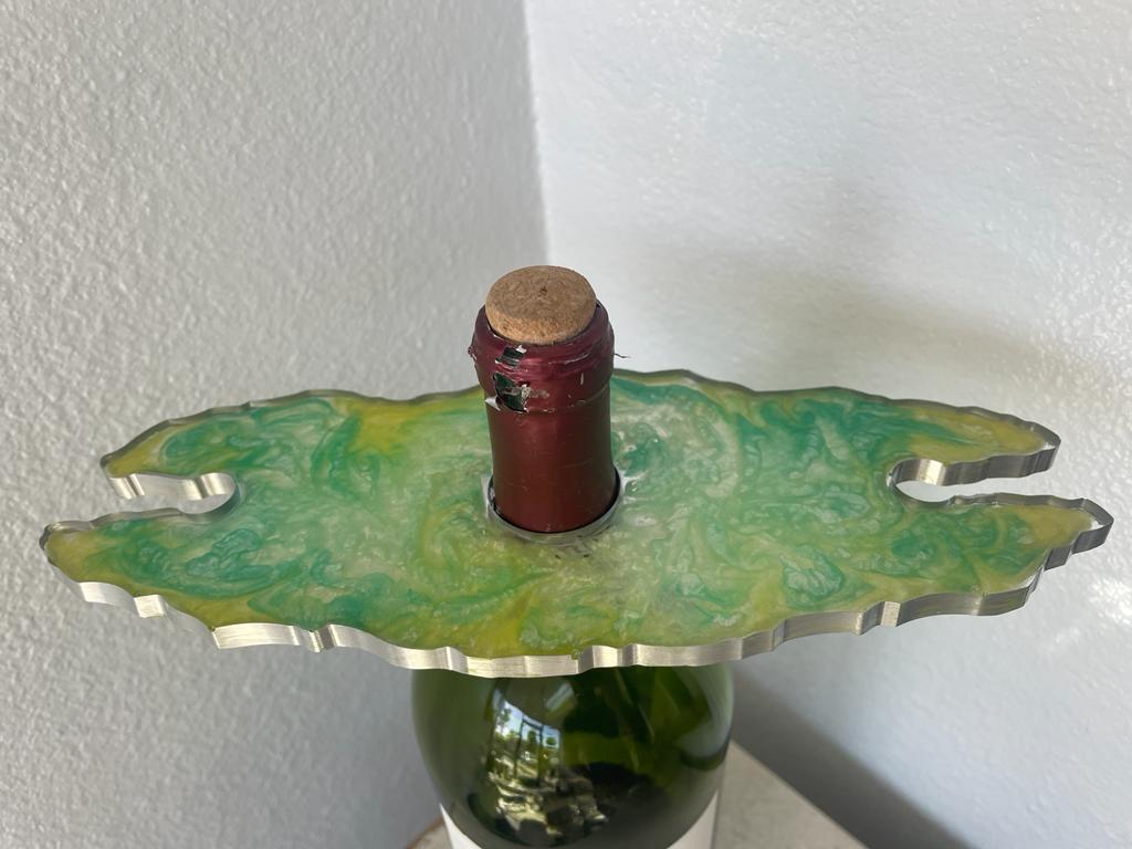 Resin Epoxy with Flakes Wine Bottle and Glass Holders