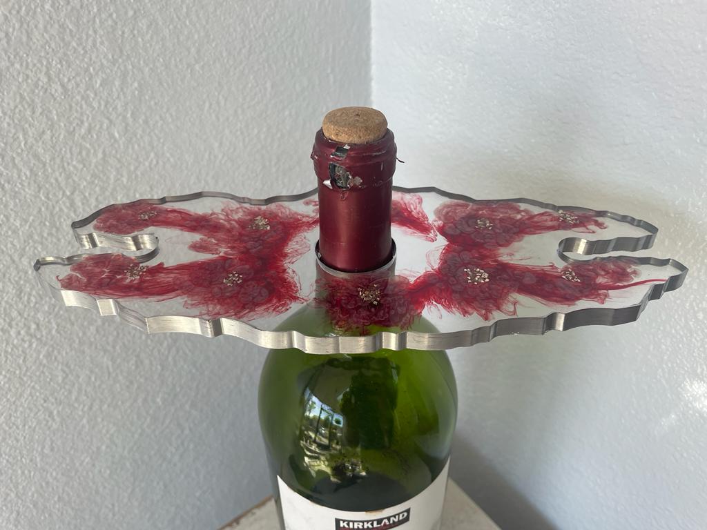 Resin Epoxy with Flakes Wine Bottle and Glass Holders