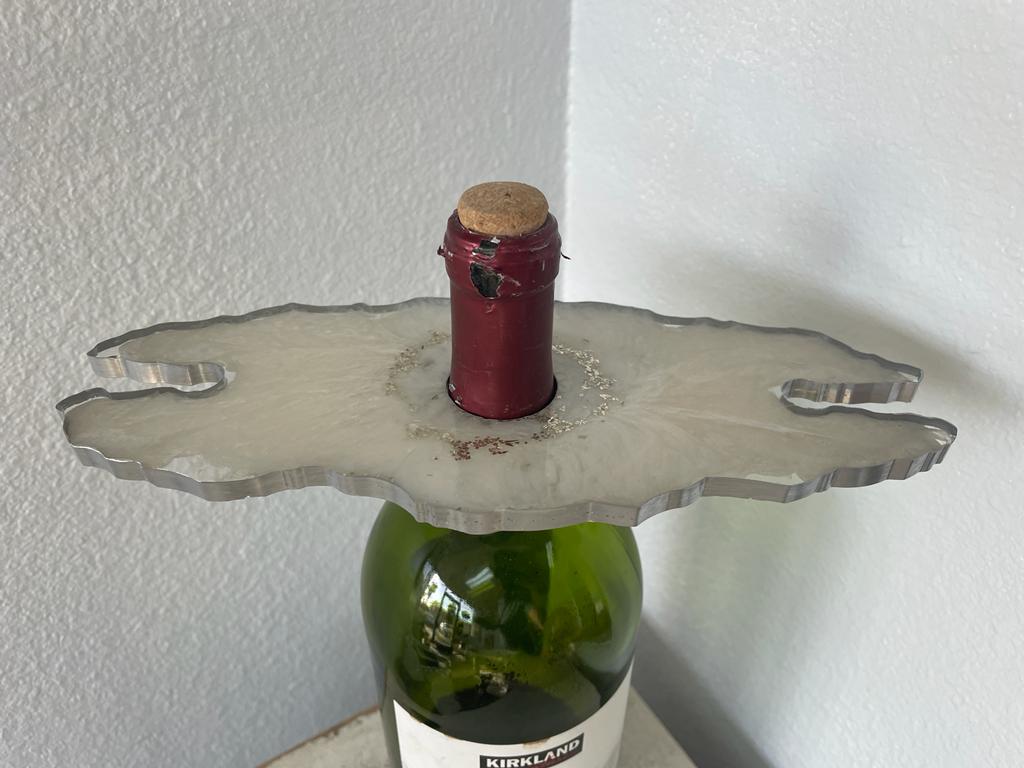 Resin Epoxy with Flakes Wine Bottle and Glass Holders