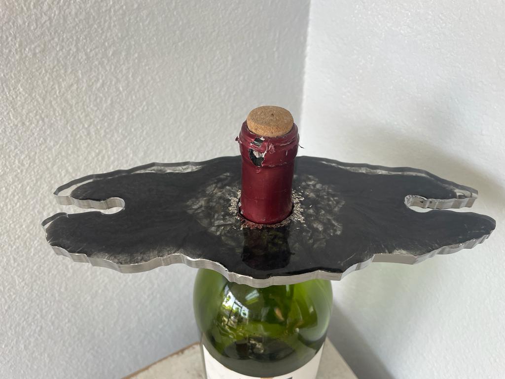 Resin Epoxy with Flakes Wine Bottle and Glass Holders