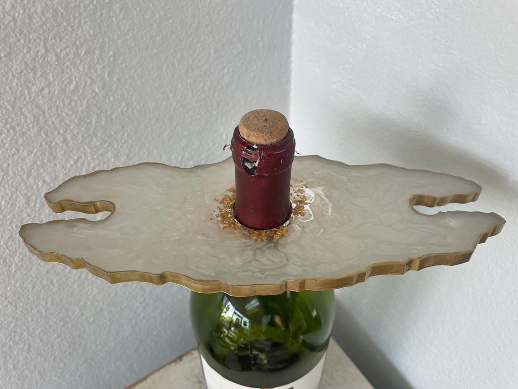 Resin Epoxy with Flakes Wine Bottle and Glass Holders