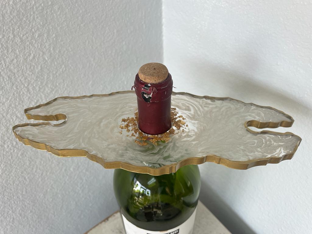 Resin Epoxy with Flakes Wine Bottle and Glass Holders