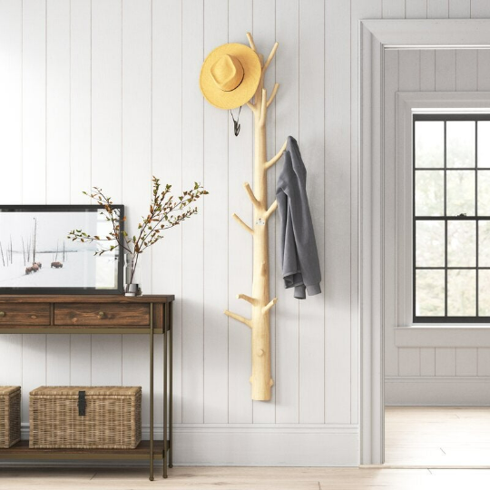 Mangosteen Half Tree Solid Wall Coat Rack 77 H*15 W *9.5D.