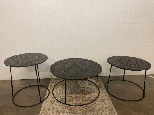 Alin Side Table Carving Dark Brown.